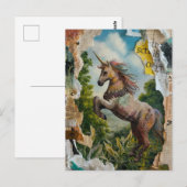 Carte Postale Collage multimédia mixte Unicorn (Devant / Derrière)