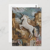Carte Postale Collage multimédia mixte Unicorn (Devant / Derrière)