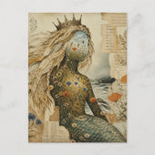 Carte Postale Collage multimédia Sirène Fleur Sauvage (Devant)