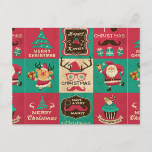 Carte postale Collage Mustache de Noël très maniaq