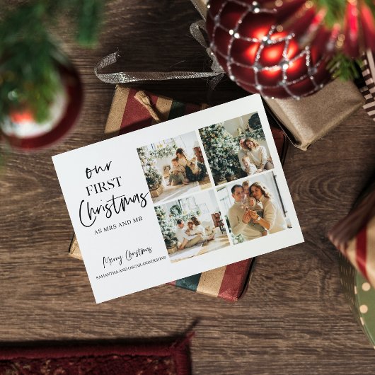 Carte Postale Collage Noël Quatre photos |Notre premier Noël