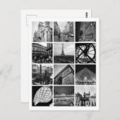 Carte Postale Collage noir et blanc de PARIS (Devant / Derrière)