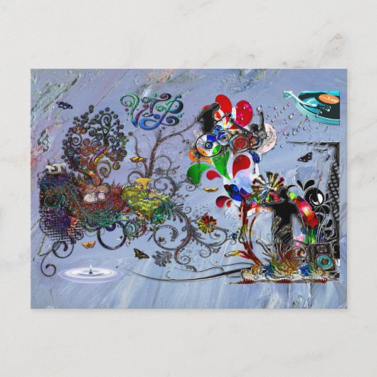 Carte Postale Collage numérique VIP pour musique micro ouverte (Devant)