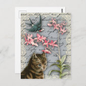 Carte postale Collage Orchidée vintage (Devant / Derrière)