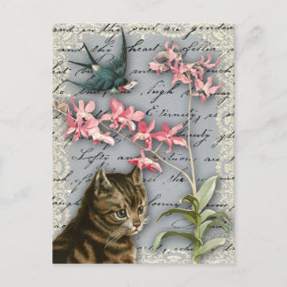 Carte postale Collage Orchidée vintage