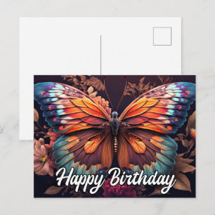 Carte Postale Collage Papillon au Repos Joyeux Anniversaire