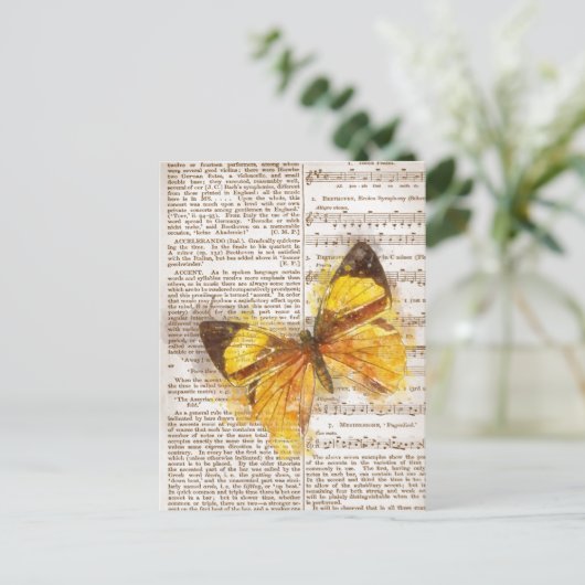 Carte Postale Collage papillon jaune (Debout devant)