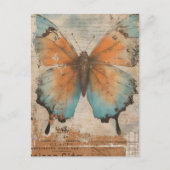 Carte Postale Collage Papillon Vintage Aquarelle (Devant)