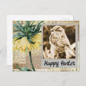 Carte postale Collage Pâques vintage Sparrow (Devant / Derrière)