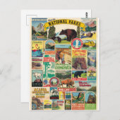 Carte Postale Collage parcs nationaux américains vintage (Devant / Derrière)