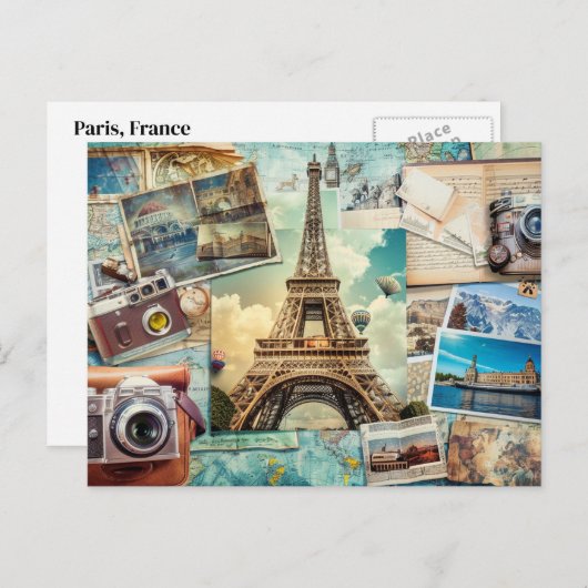 Carte postale Collage Paris (Devant / Derrière)