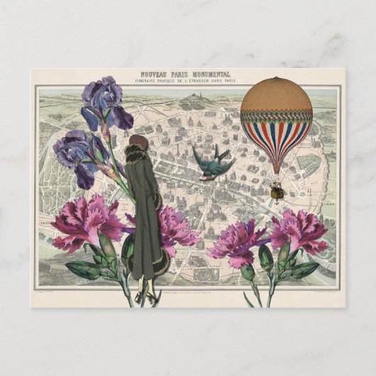 Carte postale Collage Paris vintage (Devant)