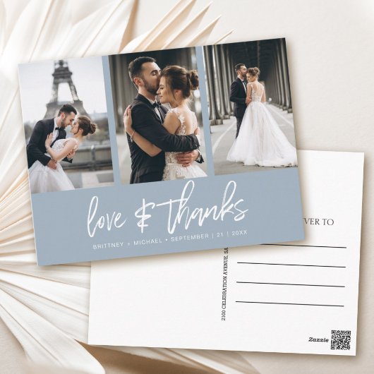 Carte Postale Collage photo à la main Dusty Merci bleu