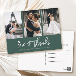 Carte Postale Collage photo à la main Merci vert de la forêt