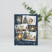 Carte Postale Collage photo bleu 3 personnalisé Joyeux Noël (Debout devant)