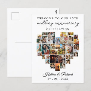 Carte Postale Collage photo cœur Anniversaire de mariage Moderne