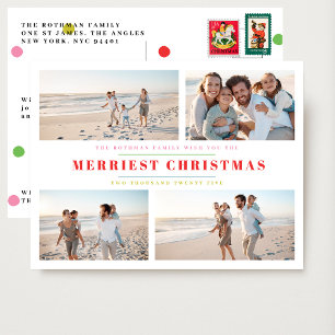 Carte Postale Collage photo de Noël élégant et coloré 4