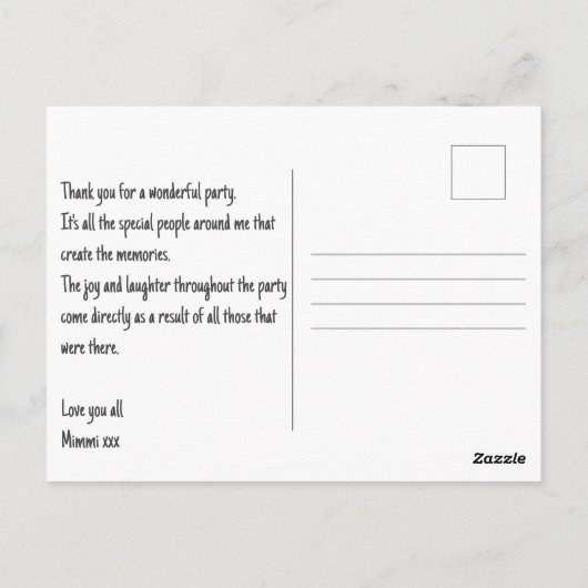 Carte Postale Collage photo de remerciement rose poudré pour 50 (Dos)