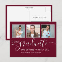 Collage photo de remise de diplôme minimal bordeau