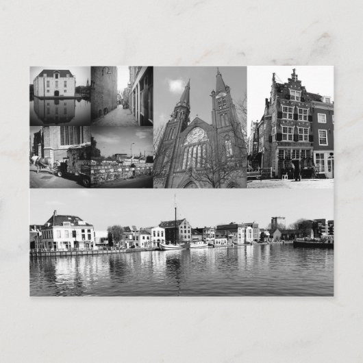 Carte Postale Collage photo Delft 4 en noir et blanc (Devant)