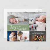 Carte Postale Collage photo du premier Noël de bébé Vert (Devant / Derrière)