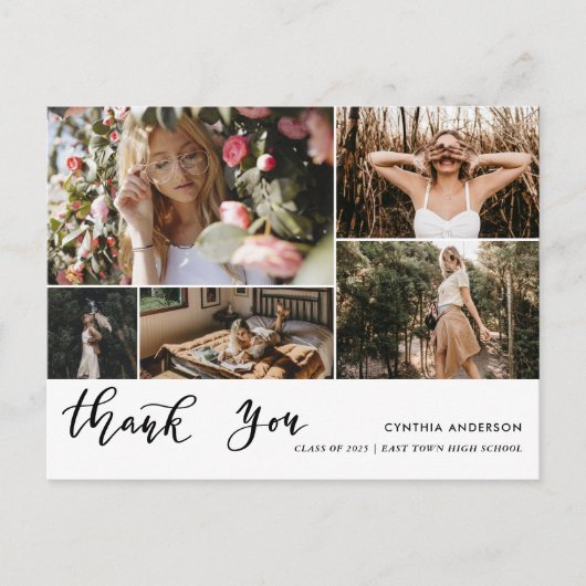 Carte Postale Collage photo du script de Merci de diplôme décont (Devant)