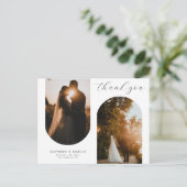 Carte Postale Collage photo en arc chic Merci Mariage minimal (Debout devant)