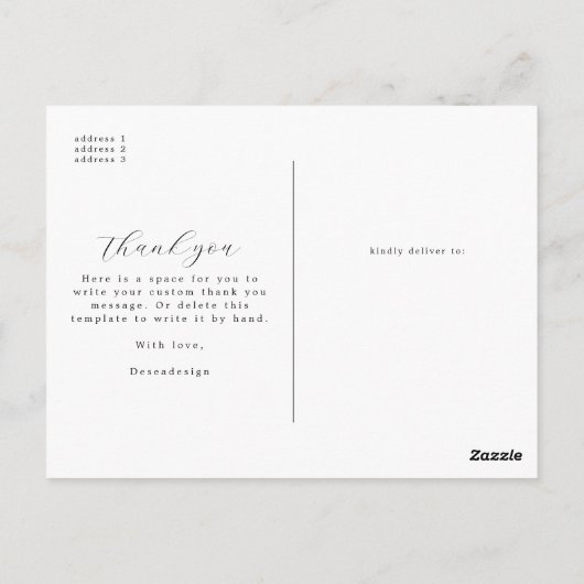 Carte Postale Collage photo en arc chic Merci Mariage minimal (Dos)