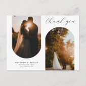 Carte Postale Collage photo en arc chic Merci Mariage minimal (Devant)