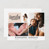 Carte Postale Collage photo Faire-part de naissance (Devant / Derrière)