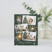 Carte Postale Collage photo Green 3 personnalisé Joyeux Noël (Debout devant)
