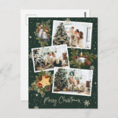 Carte Postale Collage photo Green 3 personnalisé Joyeux Noël (Devant / Derrière)