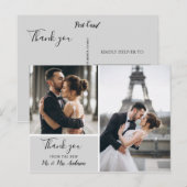 Carte Postale Collage photo gris élégant | Merci (Devant / Derrière)