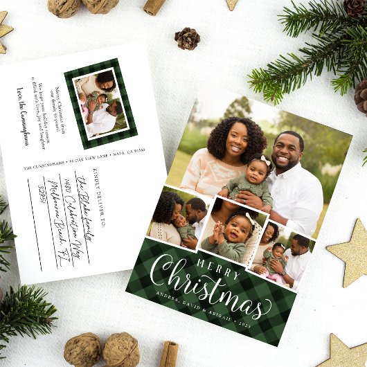 Carte postale Collage photo Joyeux Plaid