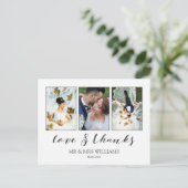 Carte Postale Collage photo mariage | Calligraphy Love & Thanks (Debout devant)
