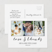 Carte Postale Collage photo mariage | Calligraphy Love & Thanks (Devant / Derrière)