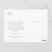 Carte Postale Collage photo minimal chic Baby shower Merci (Dos)