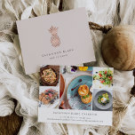 Carte Postale Collage photo promotionnel de l'ananas en or Rose<br><div class="desc">Parfaites pour les photographes, les traiteurs, les chefs, les maquilleurs et les professionnels de la beauté, ces cartes postales chic présentent un faux rose d'ananas en feuille d'or sur un arrière - plan pâle de couleur camée, avec deux lignes de texte personnalisé en blanc pour votre nom et/ou nom d'entreprise...</div>