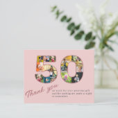 Carte Postale Collage photo rose poudré pour remerciements 50 an (Debout devant)