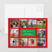 Carte Postale Collage photo rouge et vert Noël (Devant / Derrière)