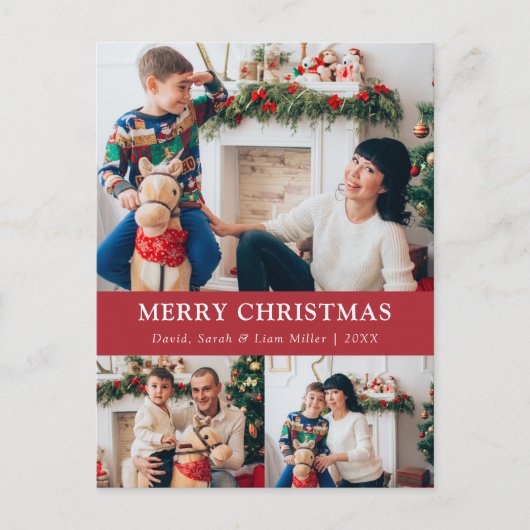 Carte postale Collage photo rouge Joyeux Noël (Devant)