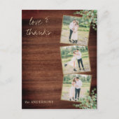 Carte Postale Collage photo rustique Mariage Merci tendance (Devant)