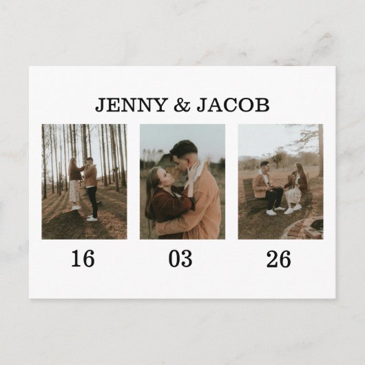 Carte Postale Collage photo simple dates Enregistrer la date (Devant)