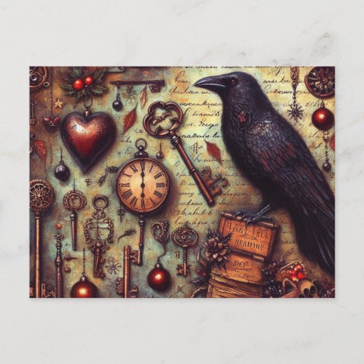Carte Postale Collage Poe Raven (Devant)