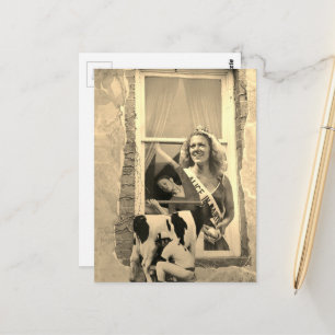 Carte Postale Collage Rétro de la Princesse Laitière Sépia