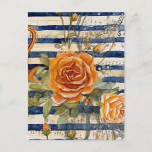 Carte Postale Collage rose jaune