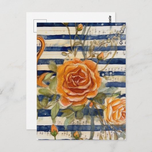 Carte Postale Collage rose jaune (Devant / Derrière)