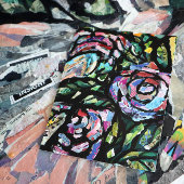 Carte Postale Collage Rose pourpre