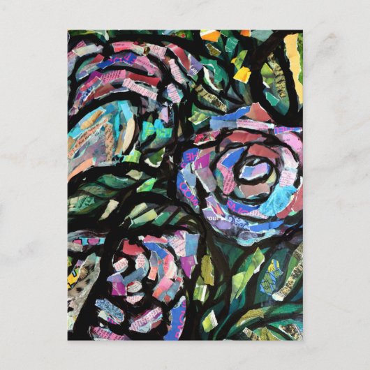 Carte Postale Collage Rose pourpre (Devant)