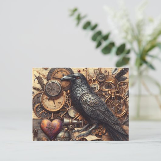 Carte Postale Collage Steampunk Raven (Debout devant)